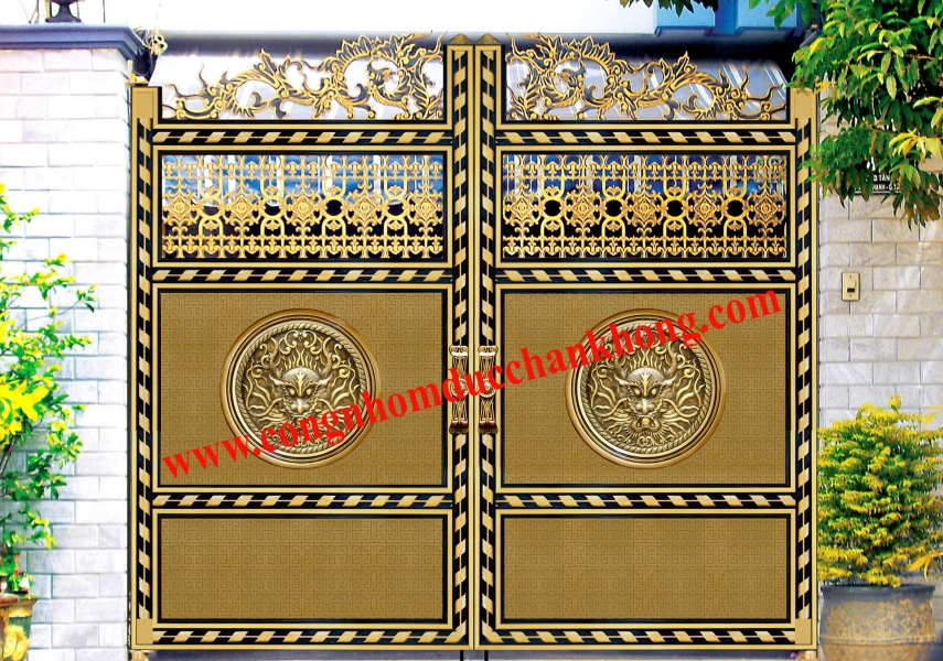 Cổng nhôm đúc trọn bộ G023