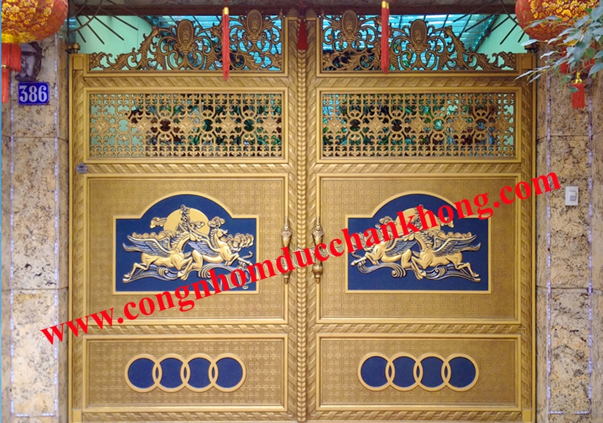 Cổng nhôm đúc trọn bộ G021