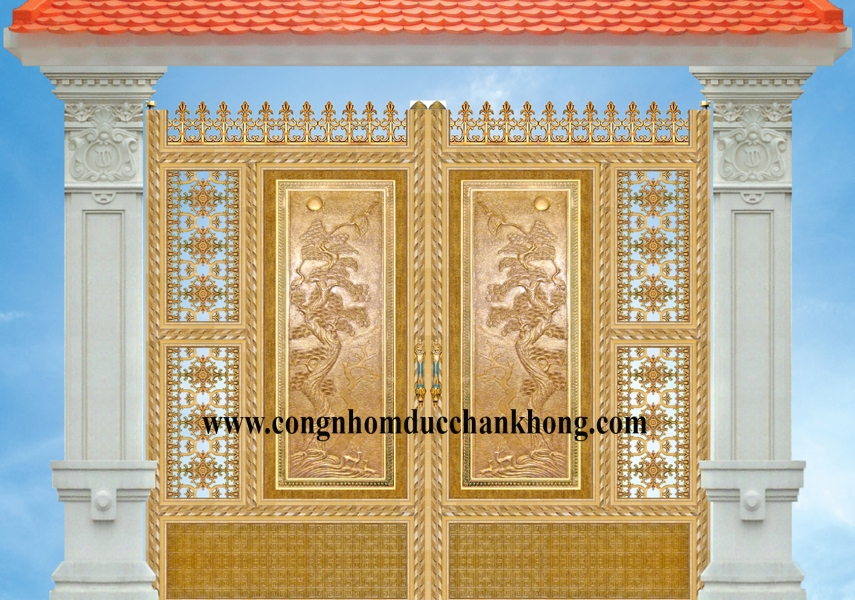 Cổng nhôm đúc trọn bộ G003