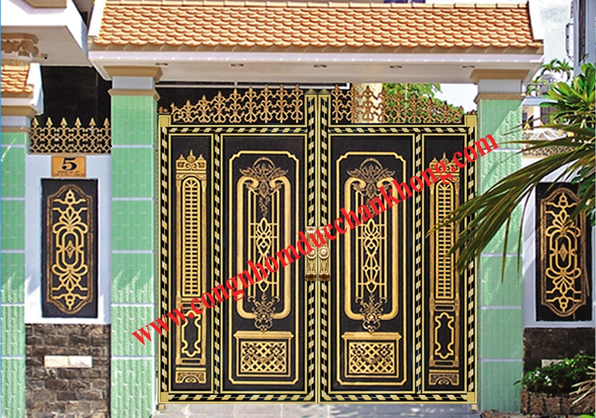 Cổng nhôm đúc trọn bộ G013
