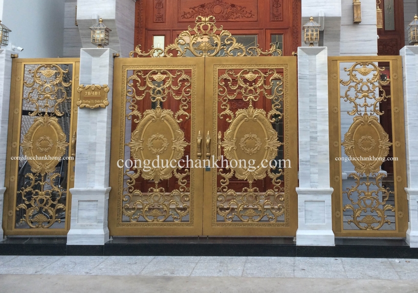 cổng nhôm đúc trọn bộ G069