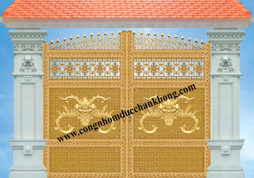 Cổng nhôm đúc trọn bộ G014