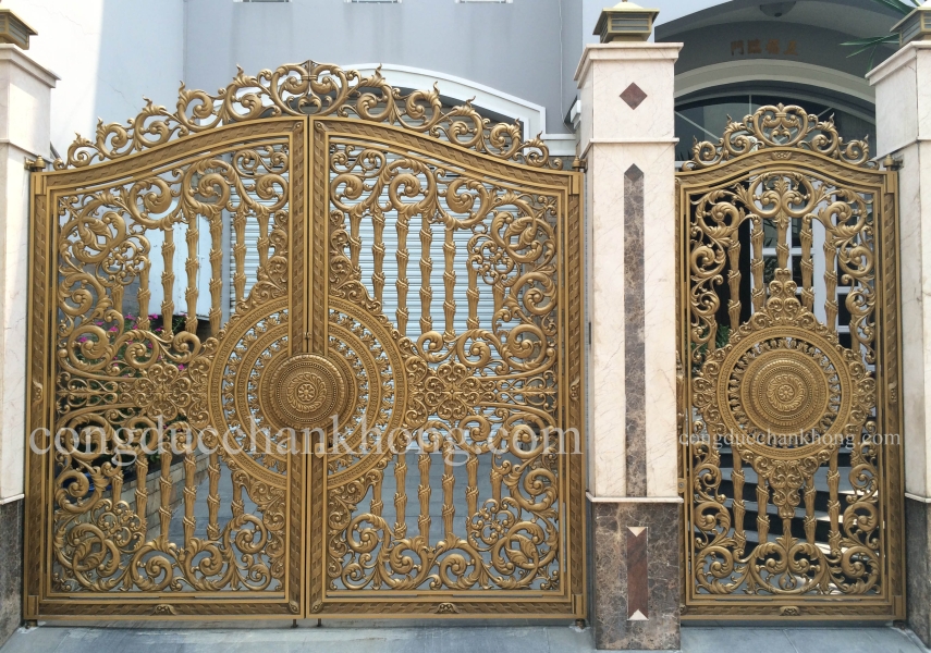 Cổng nhôm đúc trọn bộ G057