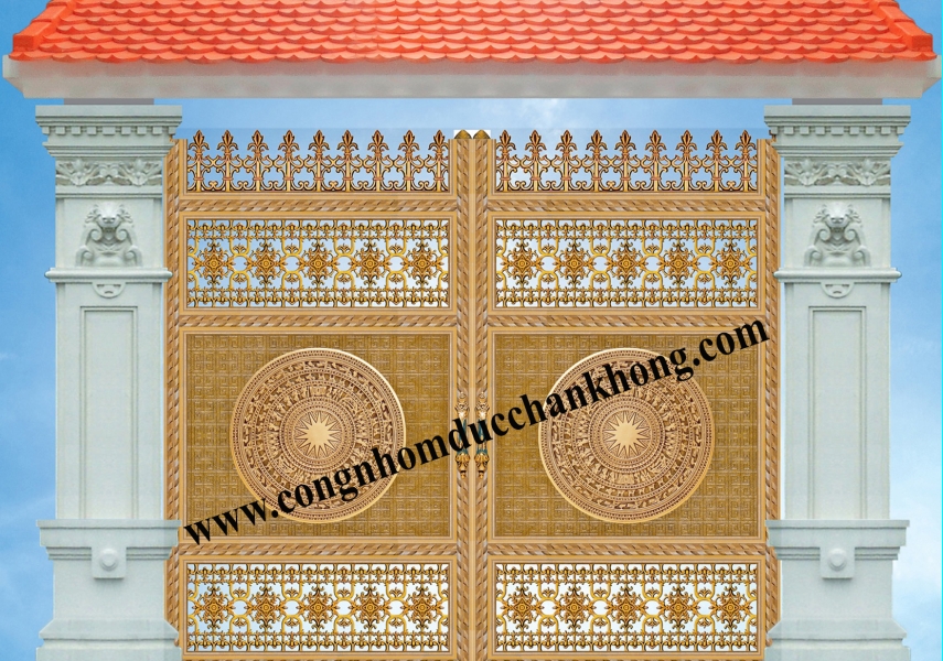 Cổng nhôm đúc trọn bộ G018