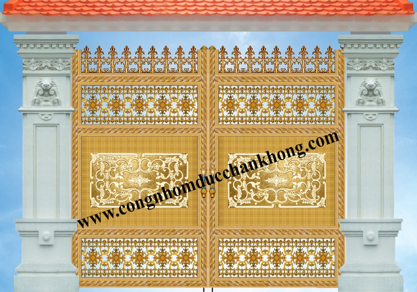 Cổng nhôm đúc trọn bộ G022