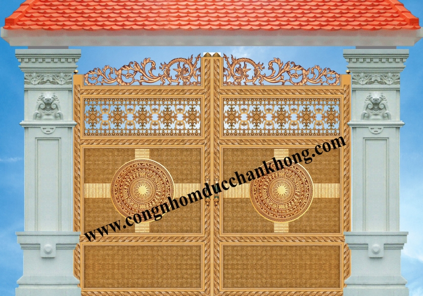 Cổng nhôm đúc trọn bộ G001