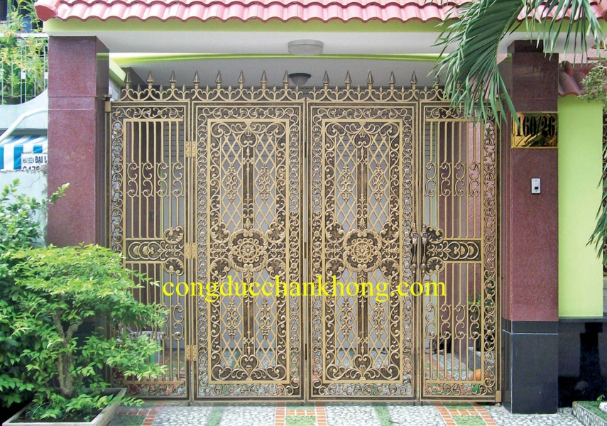 Cổng nhôm đúc trọn bộ G034